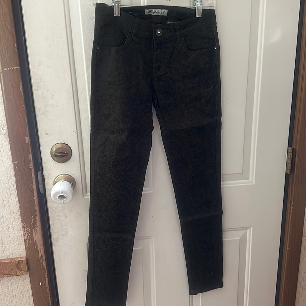 EMPERIAL PREMIUM DENIM: OLIVE METALLIC SKINNY PANTS: NWT: SIZE 5